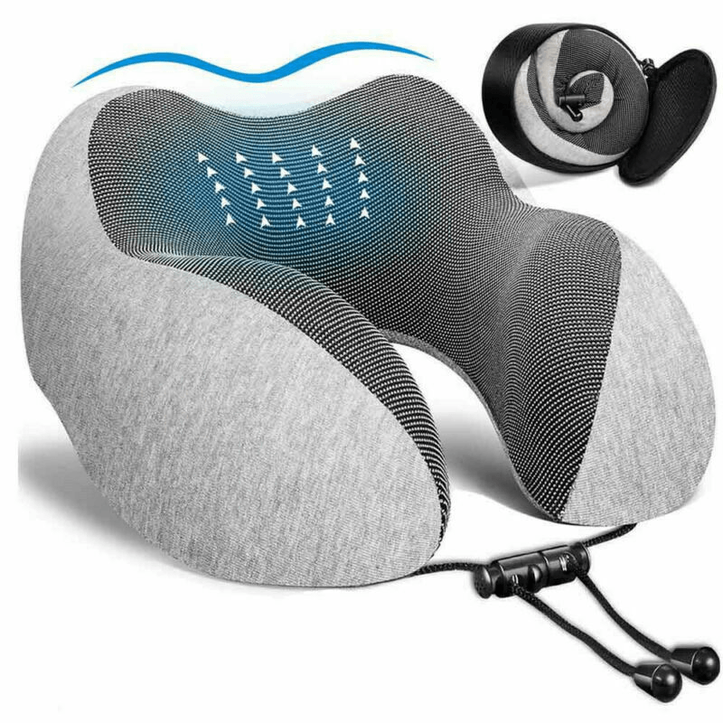 U-Shaped Memory Cotton Pillow Magnetic Therapy Pillow Travel Camping Head Neck Support Cushion - MRSLM