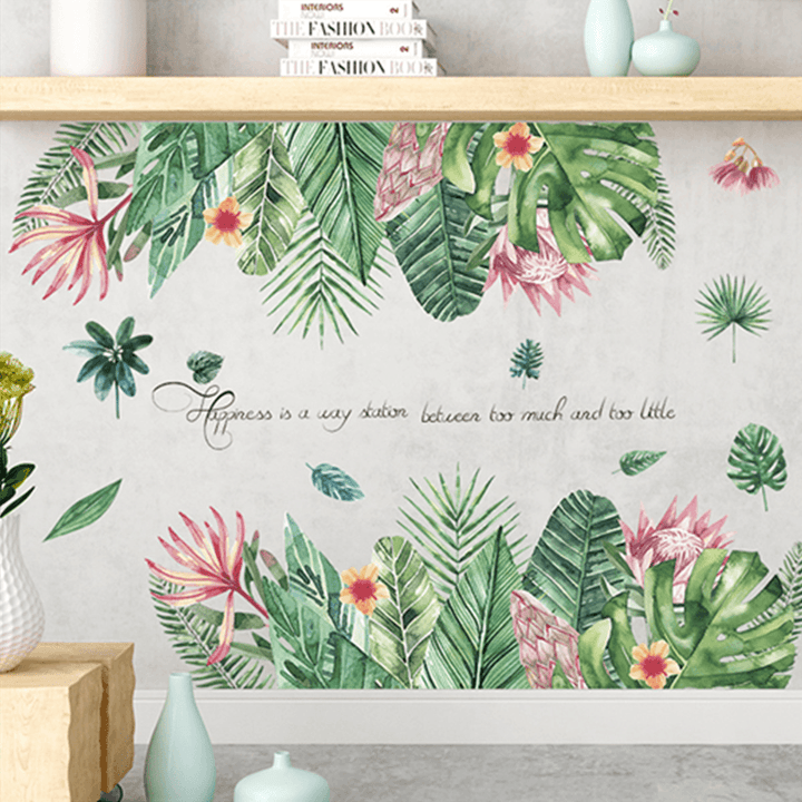 DIY Tropical Leaves Plant Flower Wall Sticker Art Home Decor Office Decal Mural - MRSLM