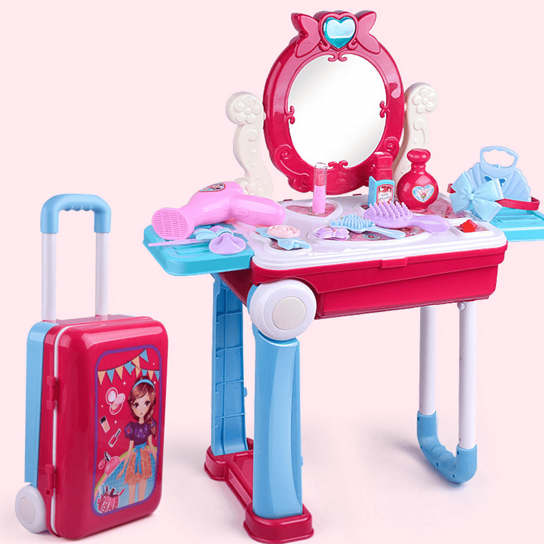 Children'S Play Toys Trolley Box Toy Set Beauty Dress up Tableware Games Kids Gift - MRSLM