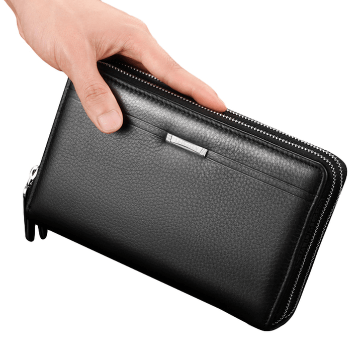 Men Clutch Wallet Waterproof Business Long Zipper Wallet Phone Holder - MRSLM