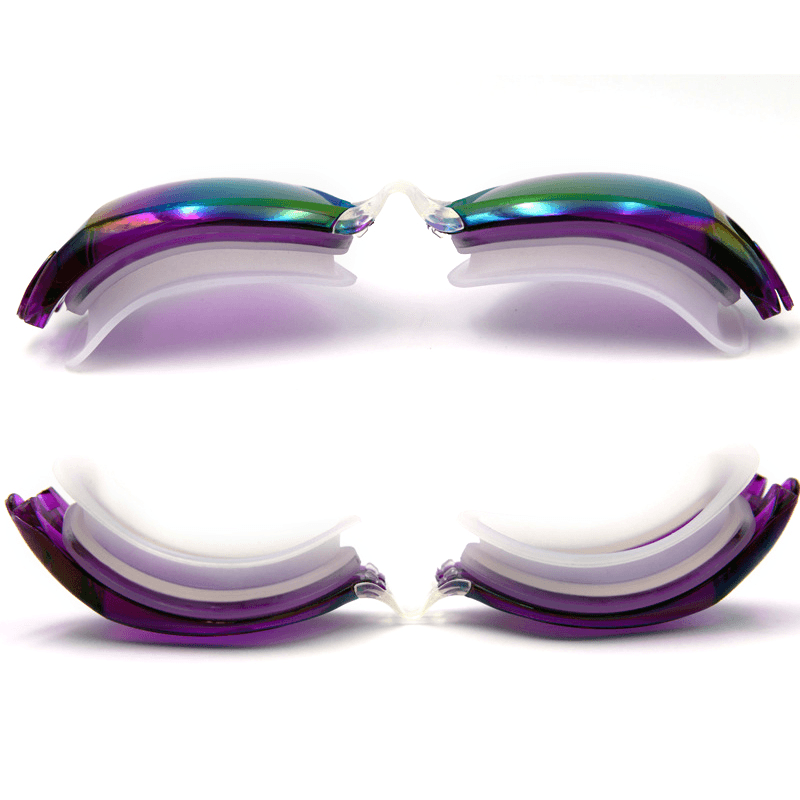 Men Women Summer Outdoor Siamese Silicone Earplugs Plated Swimming Goggles - MRSLM