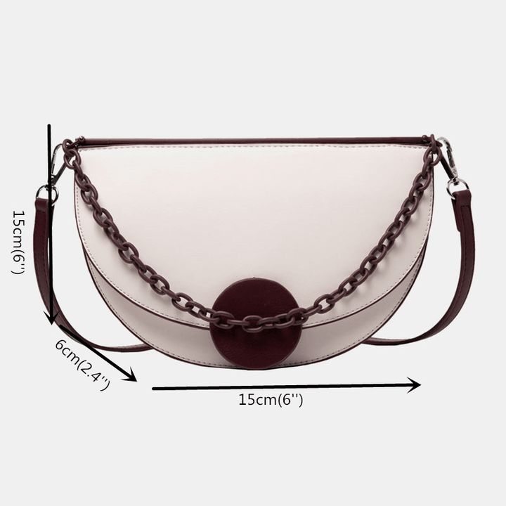 Women Chains Irregular Shape Saddle Bag Shoulder Bag - MRSLM