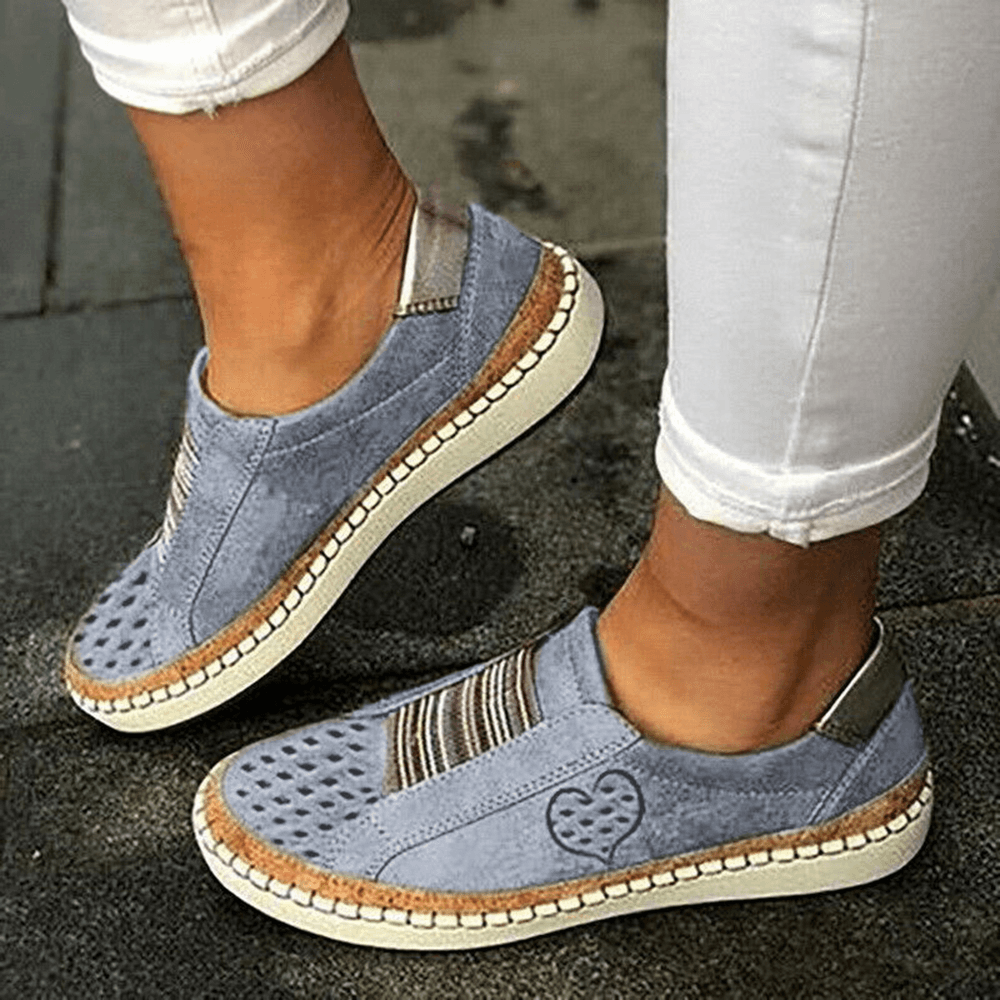 Women Casual Hollow Out Breathable Slip on Flats - MRSLM