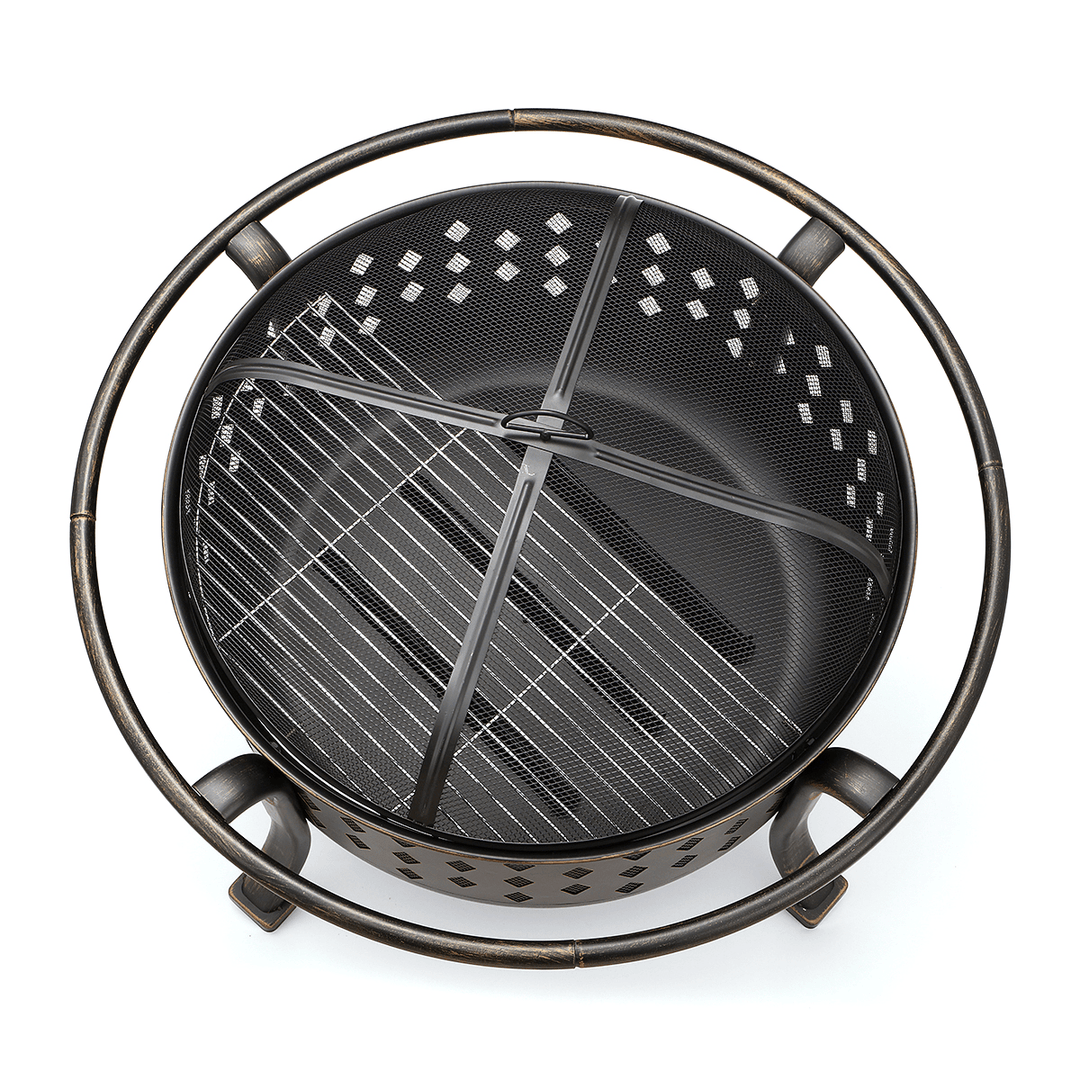 36Inch Wood Burning Fire Pits BBQ Grill Steel Cooking Grid Stove Outdoor Bonfire Patio Camping Garden - MRSLM