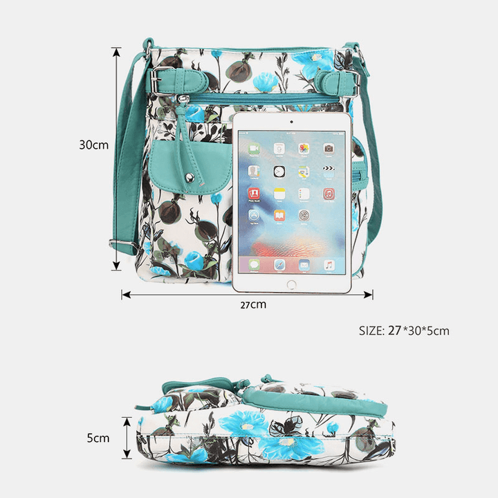 Angel Kiss Women PU Leather Multicolor Printing Waterproof Multi-Pocket Anti-Theft Crossbody Bag Shoulder Bag - MRSLM