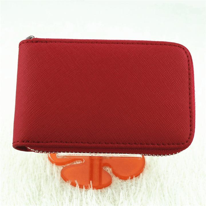 RFID Protection Zipper 9 Card Holder Portable Vintage Short Purse Coin Bags - MRSLM