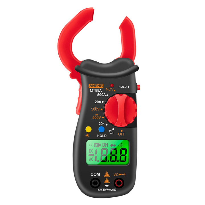 ANENG MT88 1999 Digital Clamp Multimeter Meter 1999 Counts 500A AC Current AC DC Voltage NCV Test with Backlight - MRSLM