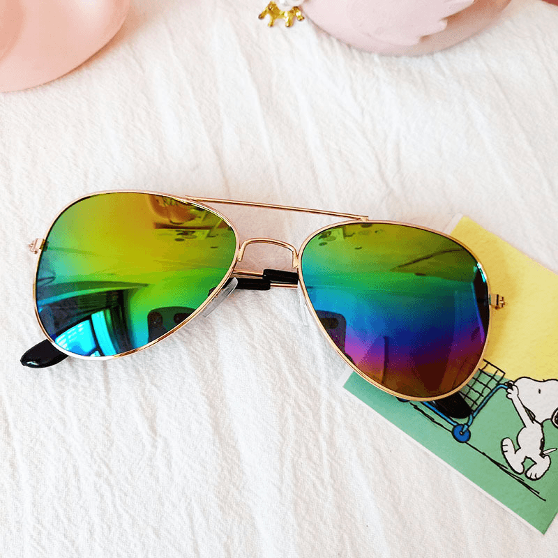 Children'S Colorful Reflective Aviator Sunglasses - MRSLM