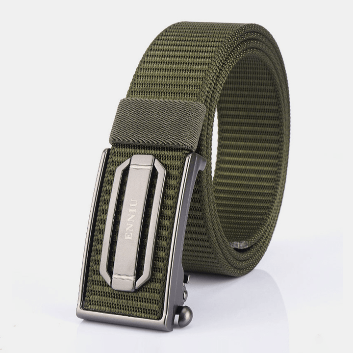 Men Nylon Braided 120Cm Rectangle Automatic Buckle Casual Wild Belts Training Tactical Belts - MRSLM