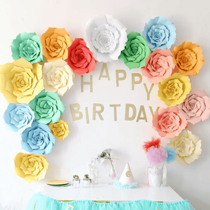 2Pcs Giant Paper Rose Flower 20Cm DIY Backdrop Wall Wedding Party Birthday Decorations - MRSLM