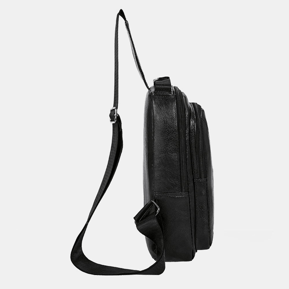 Men Vintage USB Charging Design Multi-Pocket Chest Bag Large Capacity Wear-Resistant Crossbody Shoulder Bag - MRSLM