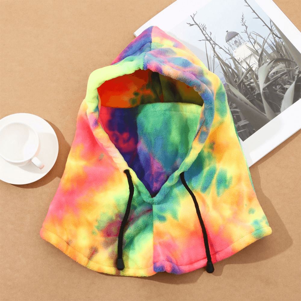 Thermal Hood Polar Fleece Tie-Dye Face Mask Mountain Skiing Fleece Scarf - MRSLM