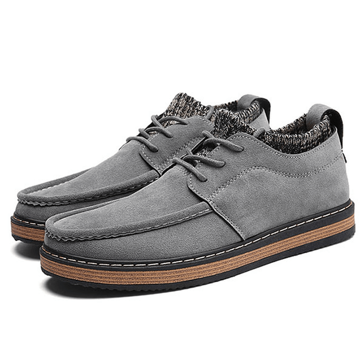 Men Brogue Style Knitted Suede Soft Sole Warm Oxfords Shoes - MRSLM