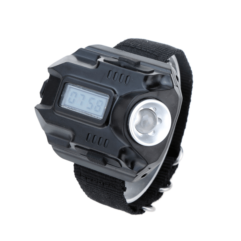 XPE Q5 LED IPX6 Waterproof Multifunction Wrist Watch Flashlight Bicycle Torch Light USB Charging - MRSLM