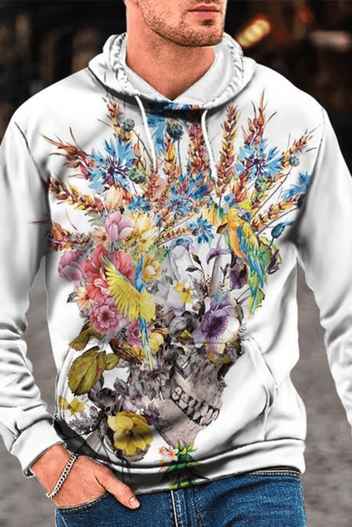 Men Comfort Polyester Loose Print Hoodie - MRSLM