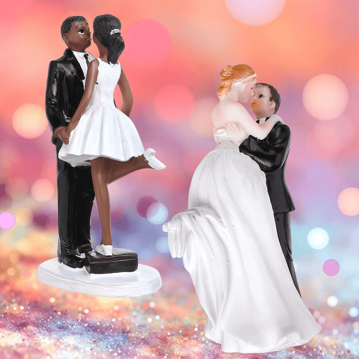 Romantic Funny Wedding Cake Topper Figure Bride Groom Couple Bridal Decorations - MRSLM