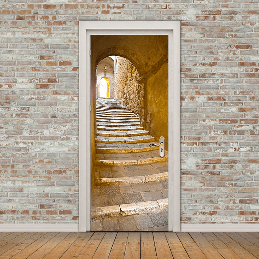 3D Stone Stair Art Door Wall Fridge Sticker Decal Self Adhesive Mural Home Office Decor - MRSLM