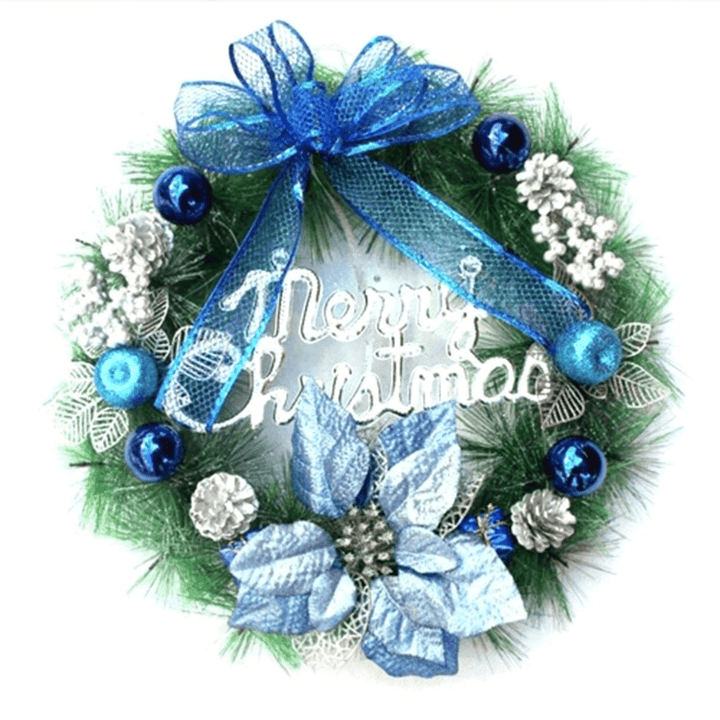 2020 Christmas Wreath Garland Merry Christmas Front Door Wreath Artificial Plants Flower Wall Window Hanging Ornament - MRSLM