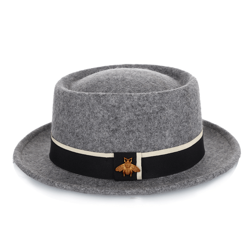 Ladies Pure Wool Ladies Fashion Little Bee Accessories Top Hat - MRSLM