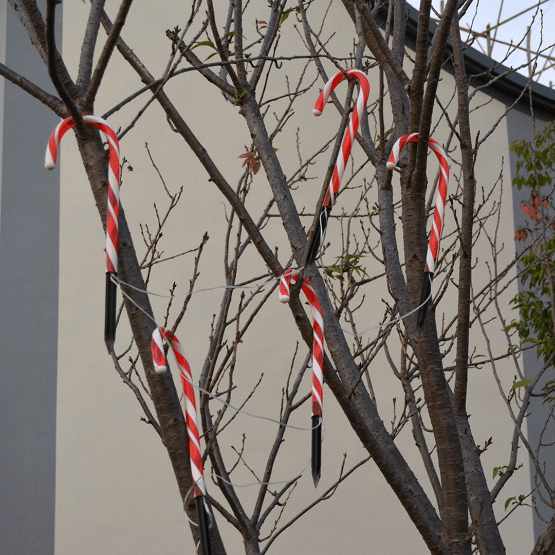 2020 Christmas Candy Cane Crutch String Lights Solar Powered LED Garland Path Landscape Light Lawn for Outdoor Wedding Decoration - MRSLM