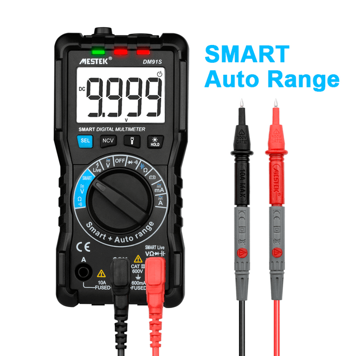 MESTEK DM91S Intelligent Multimeter 9999 Counts Smart Auto Range Tester Multi-Function Multitester - MRSLM