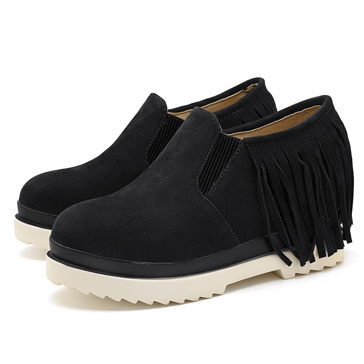 Tassel Slip on Wedges Platform Comfortable Ankle Boots - MRSLM