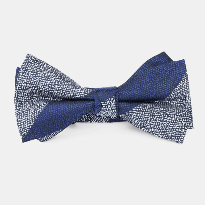 Men Dacron Cartoon Geometric Pattern Jacquard Double Layer Bowknot Formal Suit Bow Tie - MRSLM