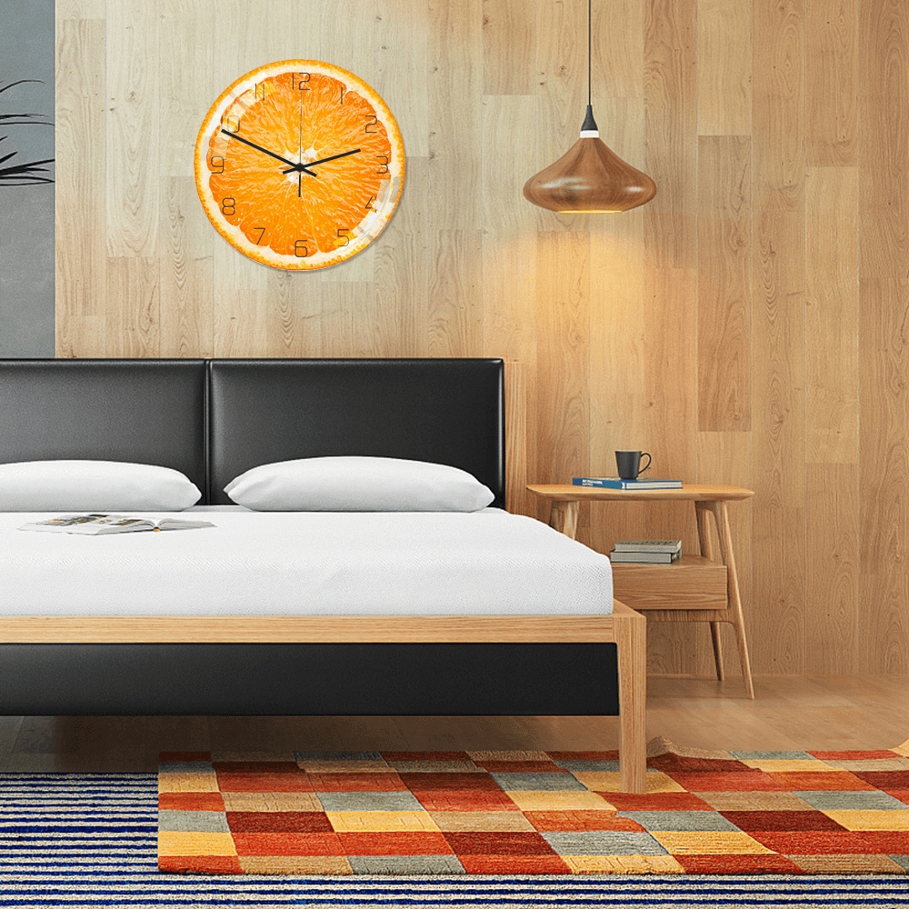 CC093 Creative Orange Wall Clock Mute Wall Clock Quartz Wall Clock for Home Office Decorations - MRSLM