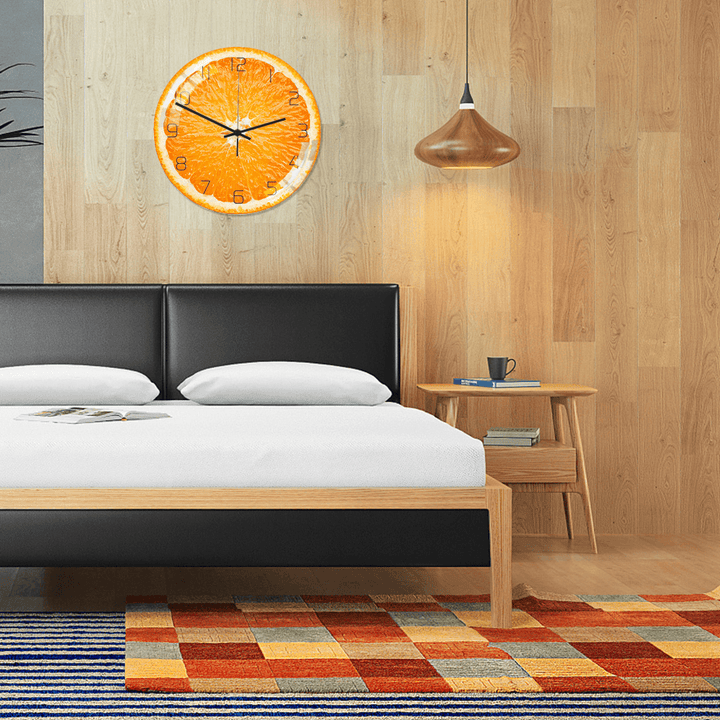 CC093 Creative Orange Wall Clock Mute Wall Clock Quartz Wall Clock for Home Office Decorations - MRSLM