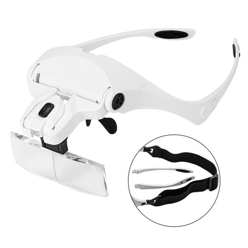 Magnifying Glasses LED Light Lamp Head Loupe Jeweler Headband Magnifier Eye Glasses Optical Glass Tool Repair Reading Magnifier - MRSLM