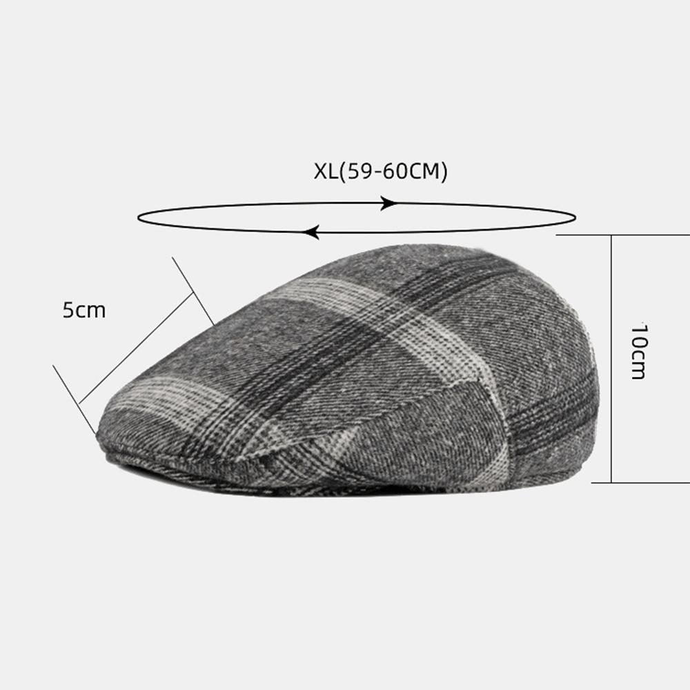 Men Adjustable Elastic Band Design Beret Cap British Retro Middle-Aged and Elderly Winter Ear Protection Earmuffs Forward Hat - MRSLM