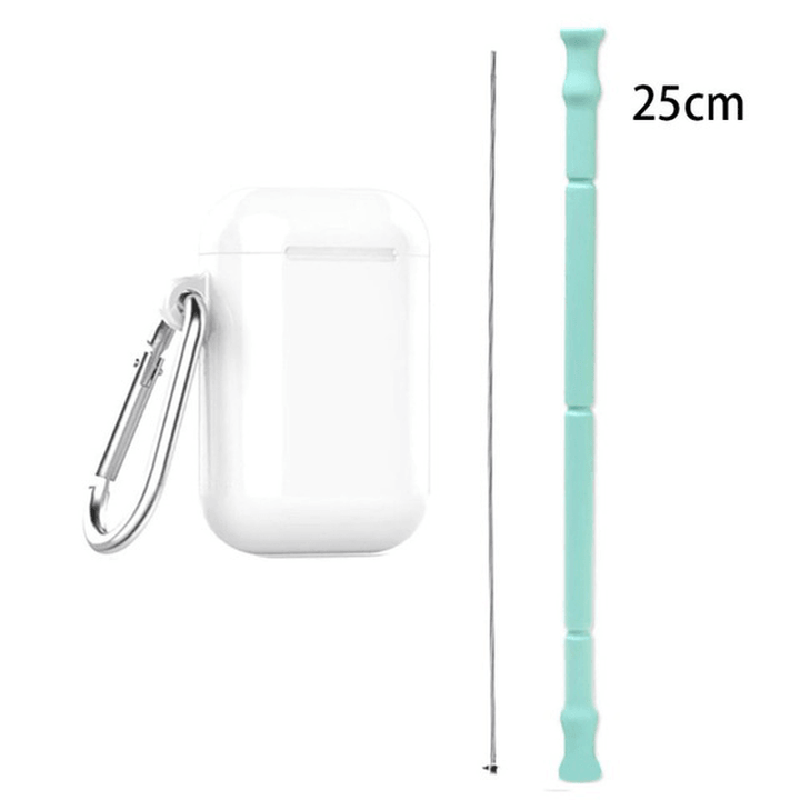 Foldable Silicone Straw Set Food-Grade Silicone Straw with Straw Brush Easy-To-Clean Straw Box Set Portable Drinkware - MRSLM