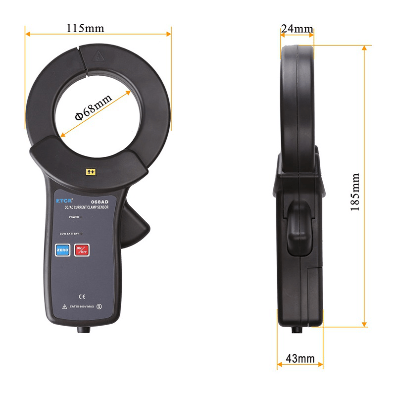 ETCR068AD Clamp Current Sensor AC/DC 1500A Suitable for Detection of Phase Electric Energy Power and Power Factor - MRSLM