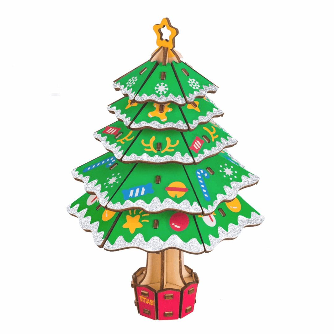 Colorful Christmas Tree Wooden Three-Dimensional Puzzle - MRSLM