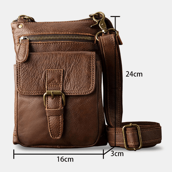 Ekphero Men Retro Multi-Pocket Waist Bag Large Capacity 6.5 Inch Phone Bag Crossbody Shoulder Bags - MRSLM