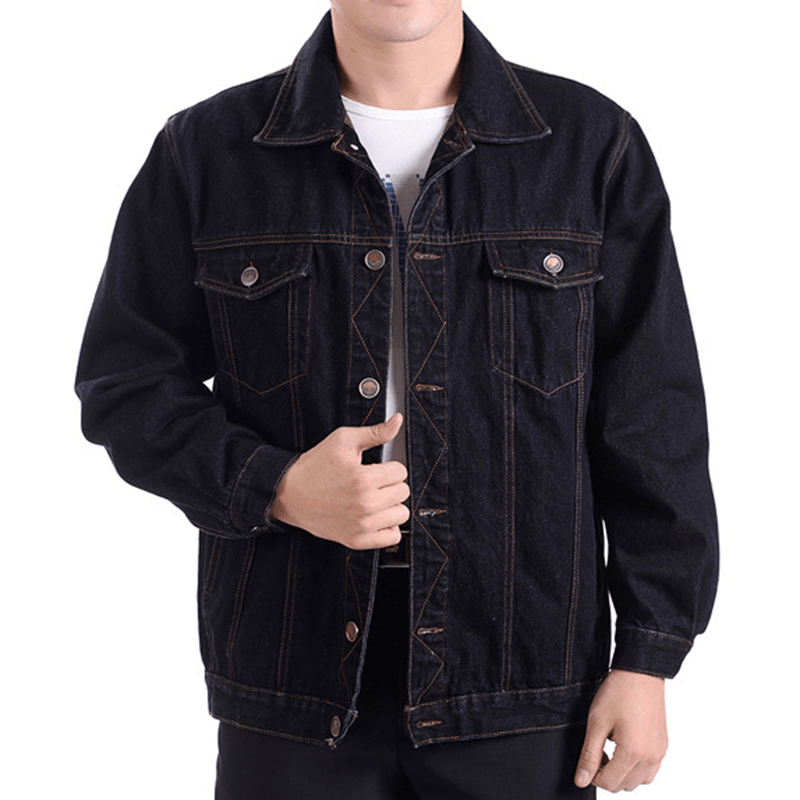 Mens Cotton Welder Anti-Static Tooling Overalls Turn down Collar Denim Coats - MRSLM