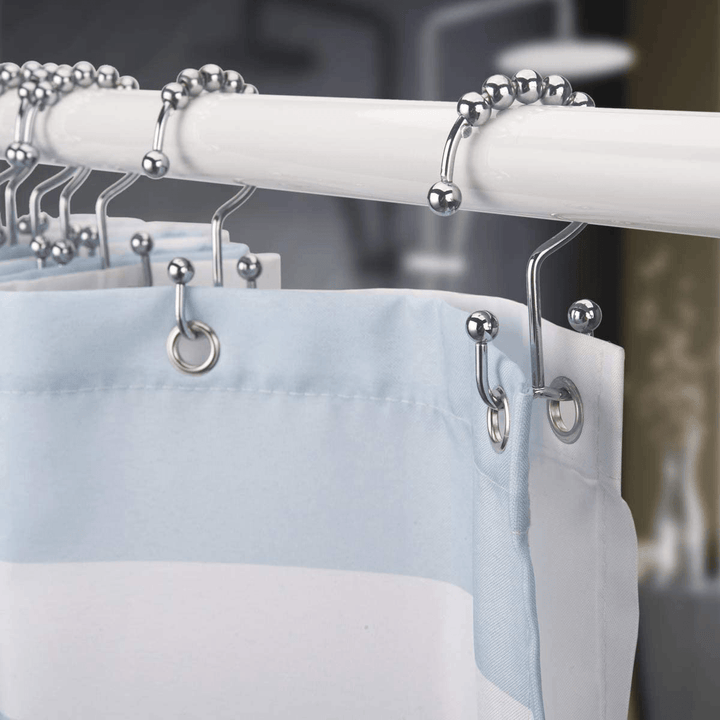 12Pcs Stainless Steel Shower Curtain Hooks Rings Rust-Resistant Metal Double Glide Shower Hooks for Bathroom Shower Rods Curtains - MRSLM