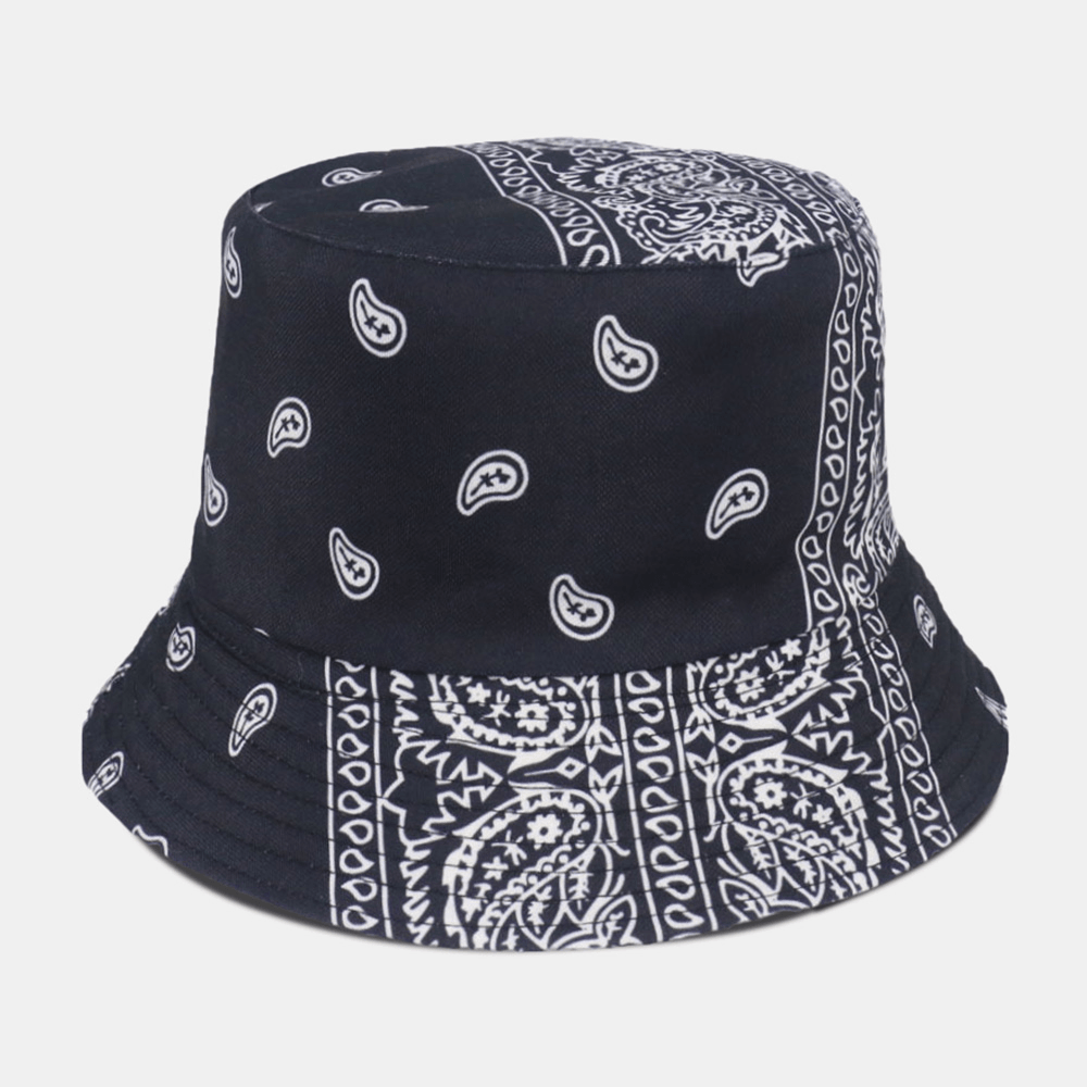 Unisex Overlay Cashew Print Bucket Hat Mixed Color Stitching Casual Sunshade Hat - MRSLM