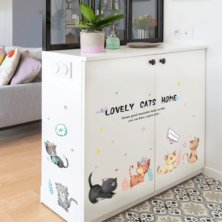 Miico SK7184 Hand-Painted Cat Wall Sticker Children'S Room Kindergarten Decorative Stickers DIY Sticker - MRSLM