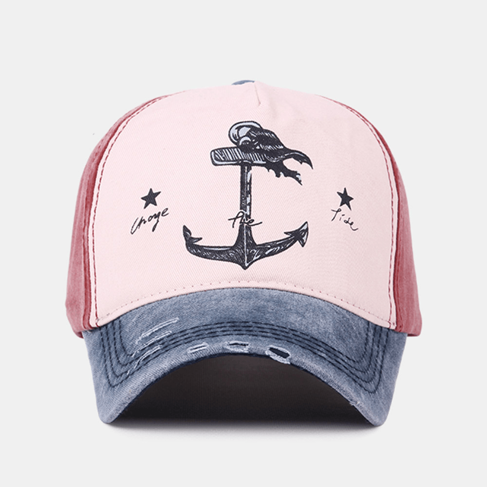 Unisex Make-Old Pirate Ship Anchor Pattern Ivy Cap Outdoor Suncreen Baseball Hats Stretch Fit Cap - MRSLM