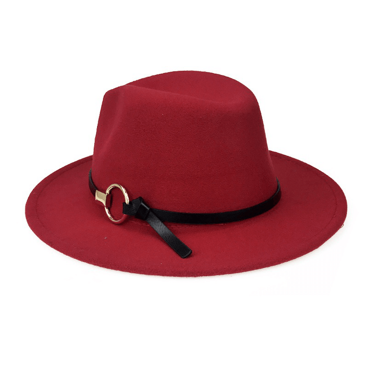 Men Women Vintage Felt Panama Style Beach Hat England Wide Brimmed Top Hat - MRSLM