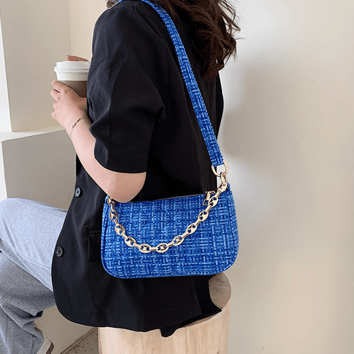 Women Argyle Fashion Chains Casual PU Shoulder Bag - MRSLM