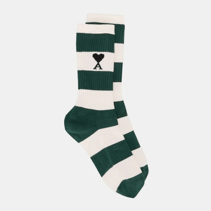 Unisex Cotton Stripes Poker Love Letter Spades a Jacquard All-Match Breathable Socks - MRSLM