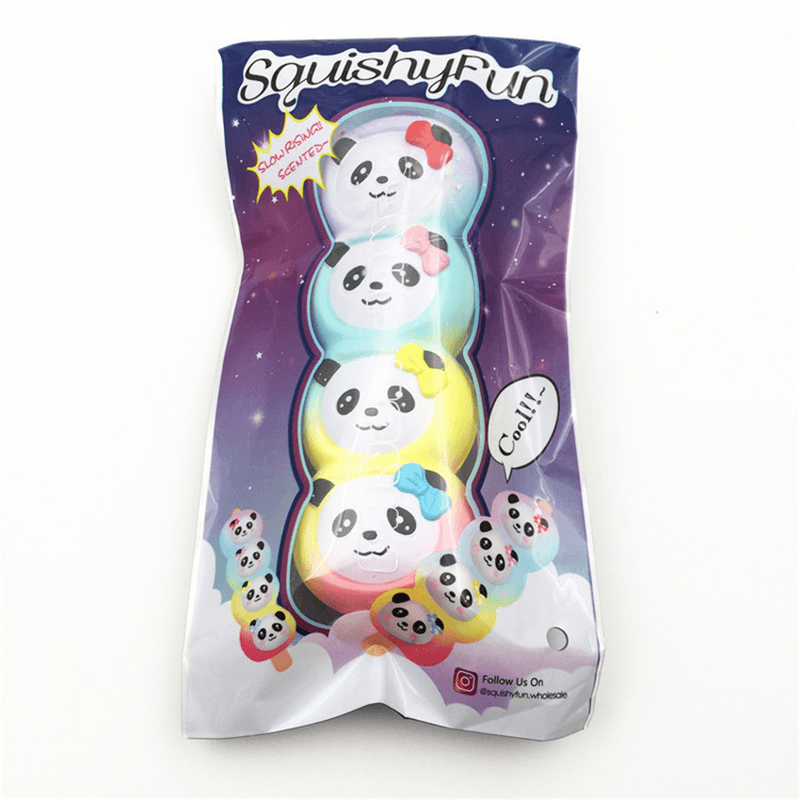 Squishyfun Rainbow Panda Candy Stick Squishy 15Cm Slow Rising with Packaging Collection Gift Toy - MRSLM