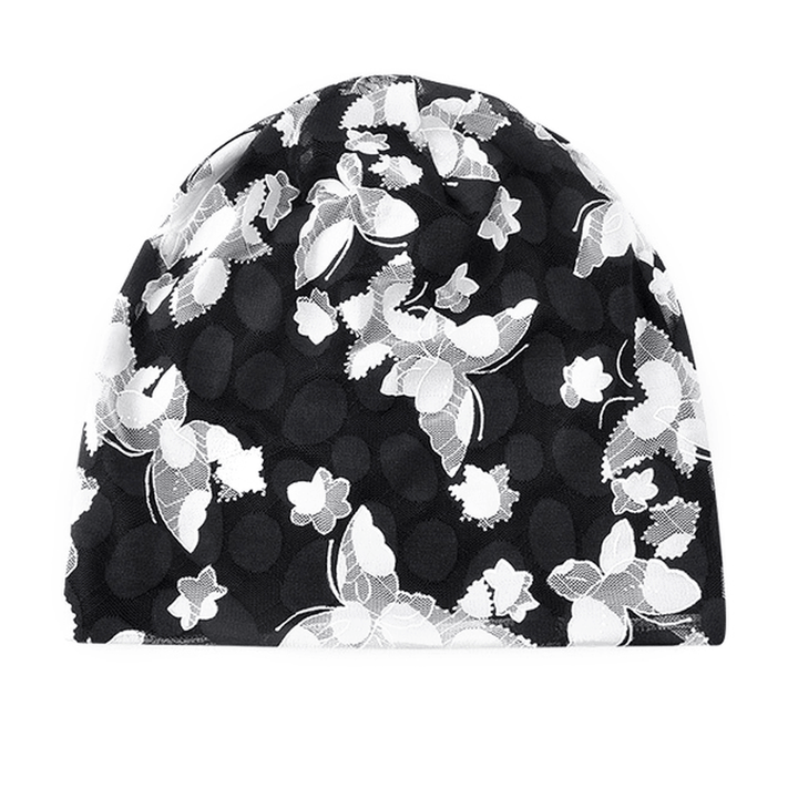 Women Lace Jacquard Breathable Skullies Beanie Hat Casual Cotton Pregnant Hat - MRSLM