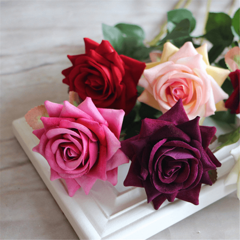 Single Fabric Rose Artificial Fake Flower Bouquet Wedding Party Home Decoration - MRSLM