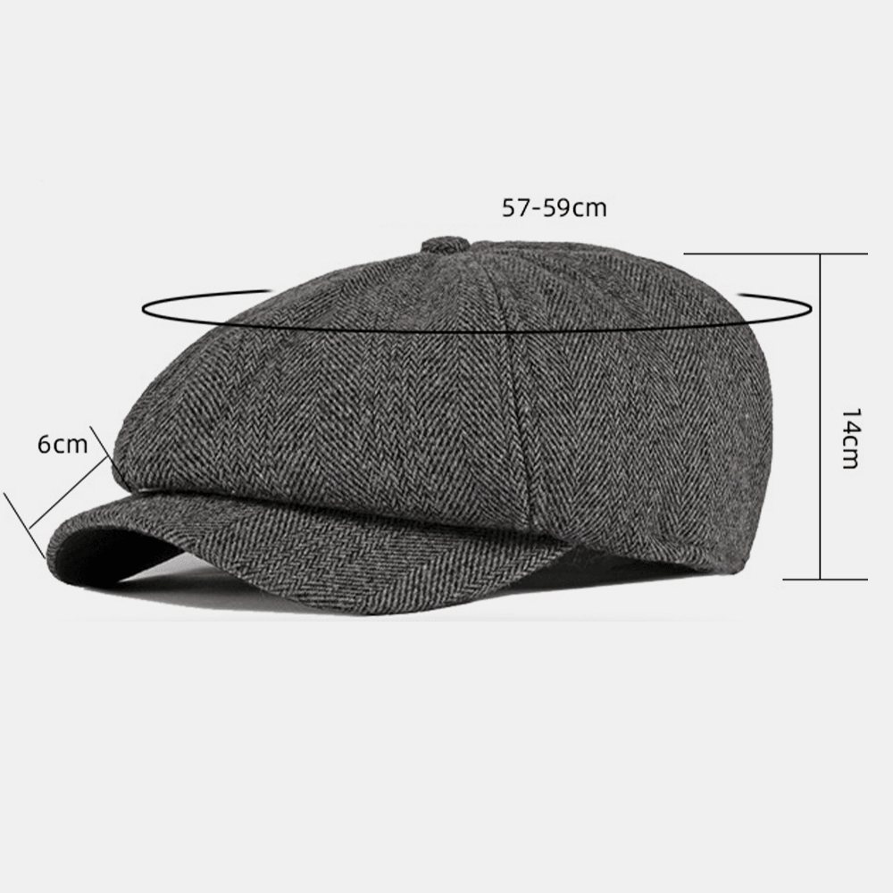 Men Cotton British Style Street Trend Stripe Pattern Outdoot Retro Forward Hat Beret Hat Octagonal Hat - MRSLM