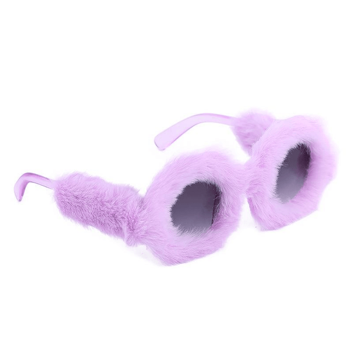 Fashion round Frame Plush Full Coverage Sunglasses for Women - MRSLM