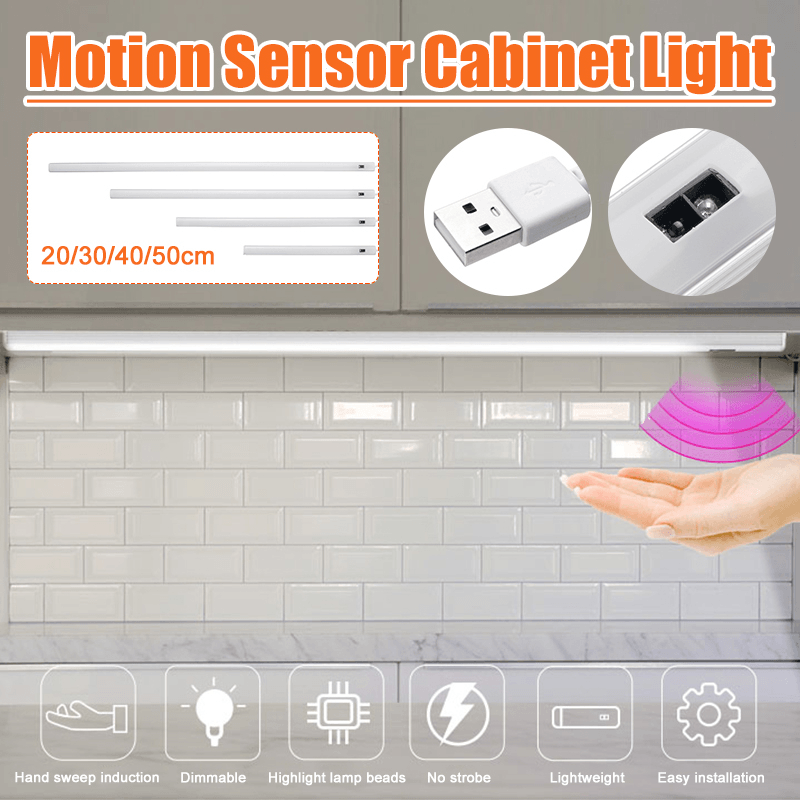 20CM 30CM 40CM 50CM USB Intelligent Hand Sweep Motion Sensor LED Cabinet Light Stairs Wardrobe Lamp DC5V - MRSLM