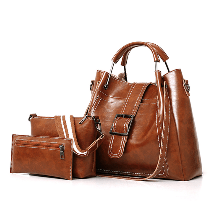 Women Faux Leather Three-Piece Set Handbag Shoulder Bag - MRSLM